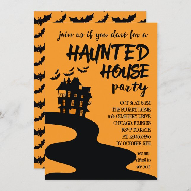 Haunted House Halloween Party Invitation (Front/Back)