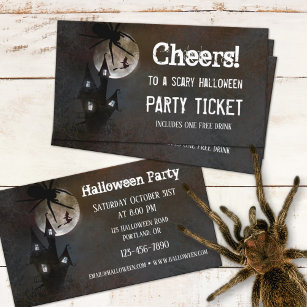 Haunted House Halloween Party Ticket Business Card