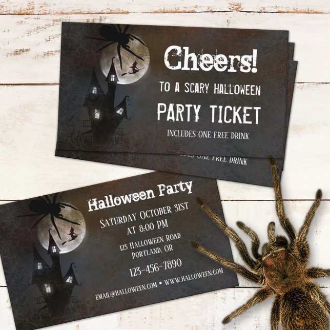 Haunted House Halloween Party Ticket Business Card (Creator Uploaded)