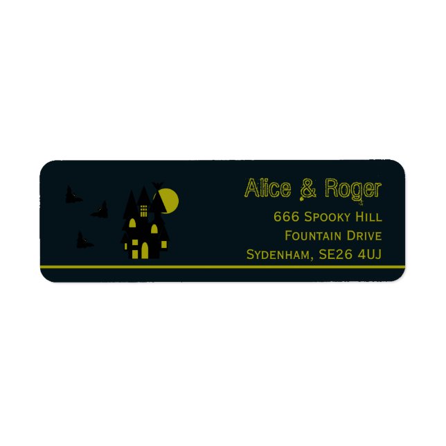 Haunted House, Halloween Return Address Label (Front)