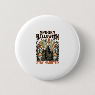 Haunted House Halloween Shirt with Vintage Ghost P 6 Cm Round Badge