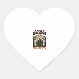 Haunted House Halloween Shirt with Vintage Ghost P Heart Sticker