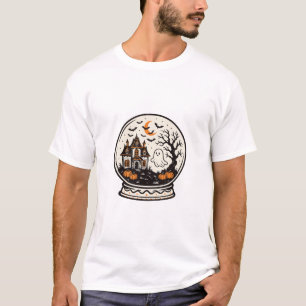 Haunted House Halloween Snow Globe T-Shirt