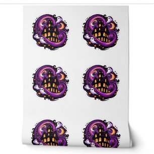 Haunted House Halloween Spooky Ghosts Bats Pumpkin Wallpaper
