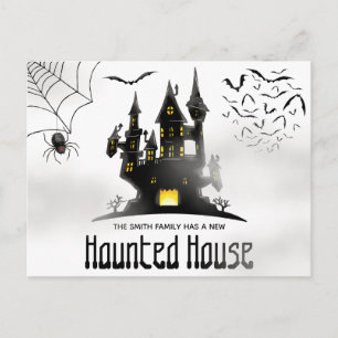 Haunted House, Halloween Themed Moving Annoucement Postcard