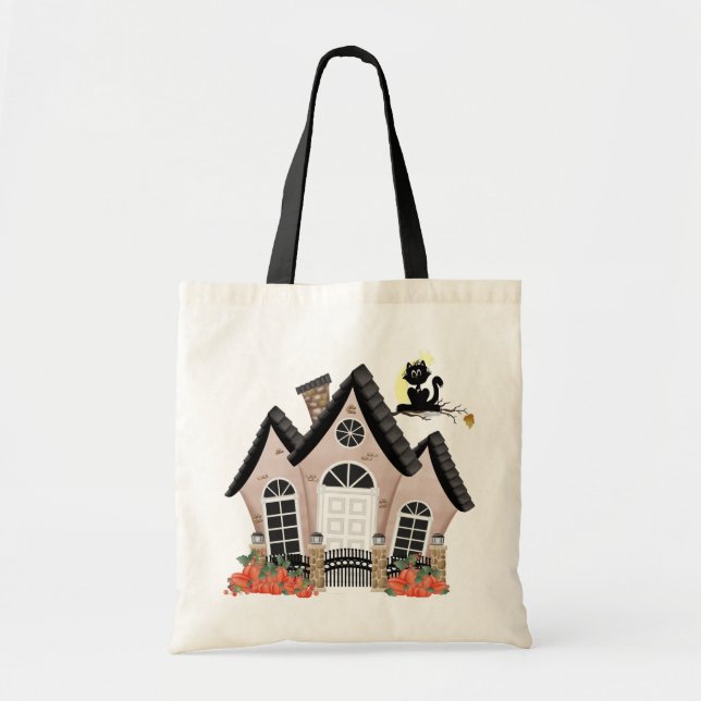 Haunted House Halloween Tote Bag (Front)