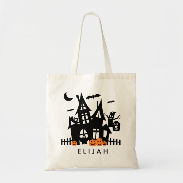 Haunted House Halloween Trick Or Treat Canvas Bag (Front)