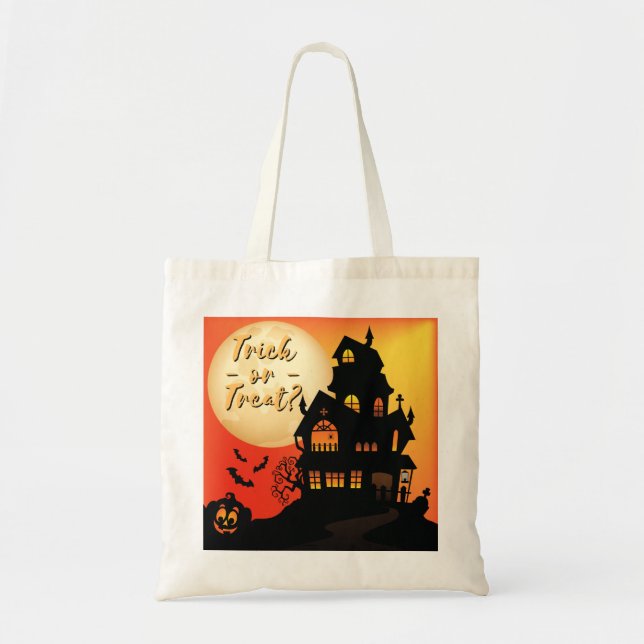 Haunted House Halloween Trick Or Treat Tote Bag (Front)
