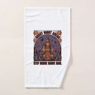 Haunted House Halloween Vintage Engraving Design_1 Hand Towel