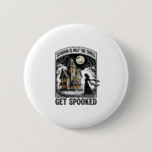 Haunted House Halloween Vintage Engraving Horror S 6 Cm Round Badge