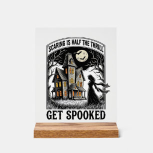 Haunted House Halloween Vintage Engraving Horror S Acrylic Sign