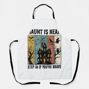 Haunted House Halloween Vintage Engraving Spooky D Apron