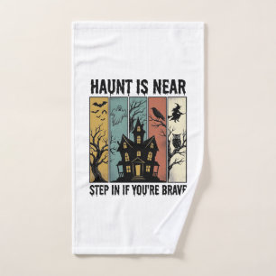 Haunted House Halloween Vintage Engraving Spooky D Hand Towel
