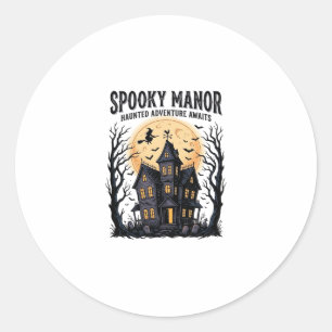 Haunted House Halloween Vintage Engraving Spooky N Classic Round Sticker