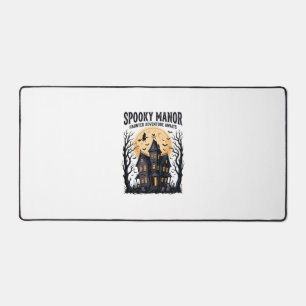 Haunted House Halloween Vintage Engraving Spooky N Desk Mat