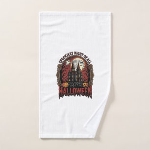 Haunted House Halloween Vintage Engraving Spooky N Hand Towel