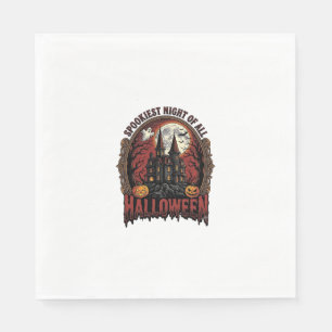 Haunted House Halloween Vintage Engraving Spooky N Napkin