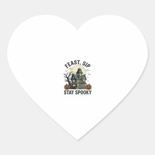 Haunted House Halloween Vintage Engraving Spooky S Heart Sticker