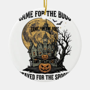 Haunted House Halloween Vintage Engraving Spooky T Ceramic Ornament
