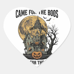 Haunted House Halloween Vintage Engraving Spooky T Heart Sticker