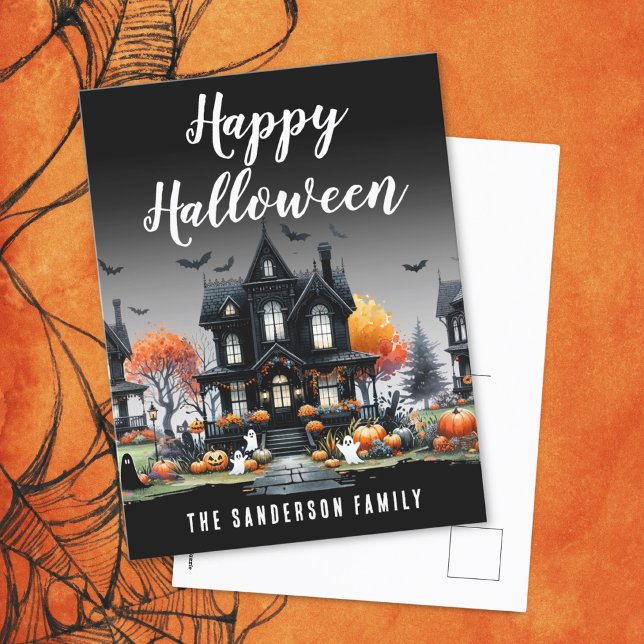 Haunted House Happy Halloween Holiday Postcard (Haunted House Happy Halloween Holiday Postcard )