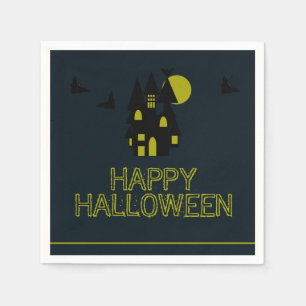 Haunted House, Happy Halloween Napkin