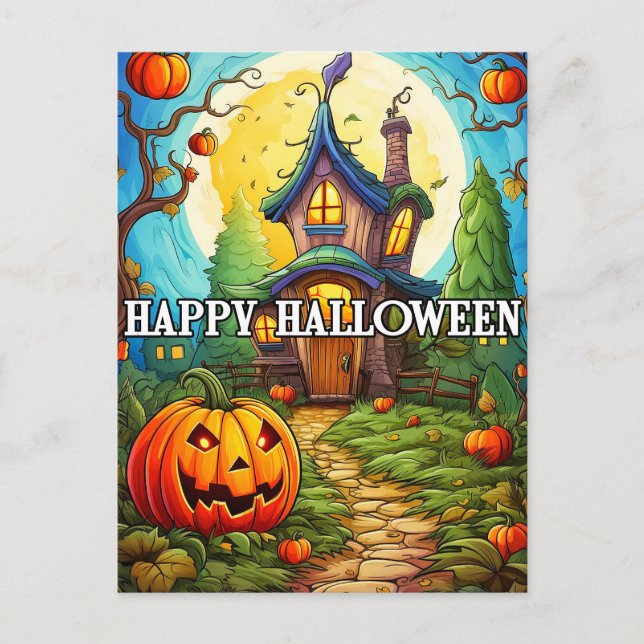 Haunted House | Happy Halloween Postcard (Front)