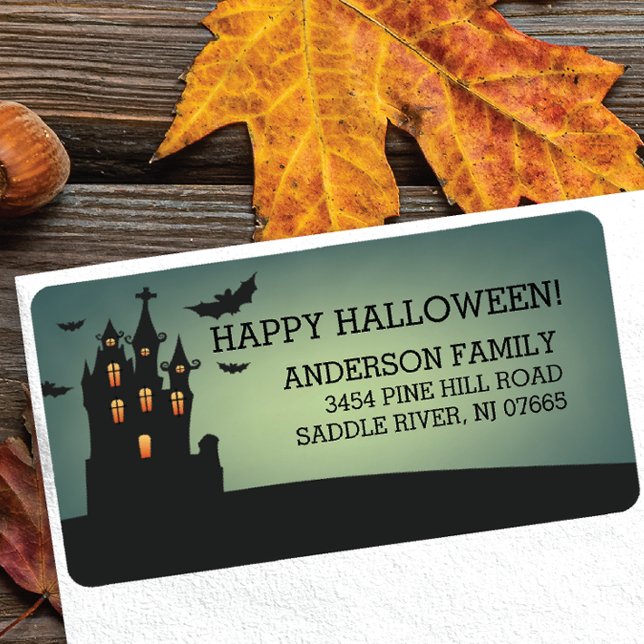 Haunted House Happy Halloween Return Address Label (Creator Uploaded)