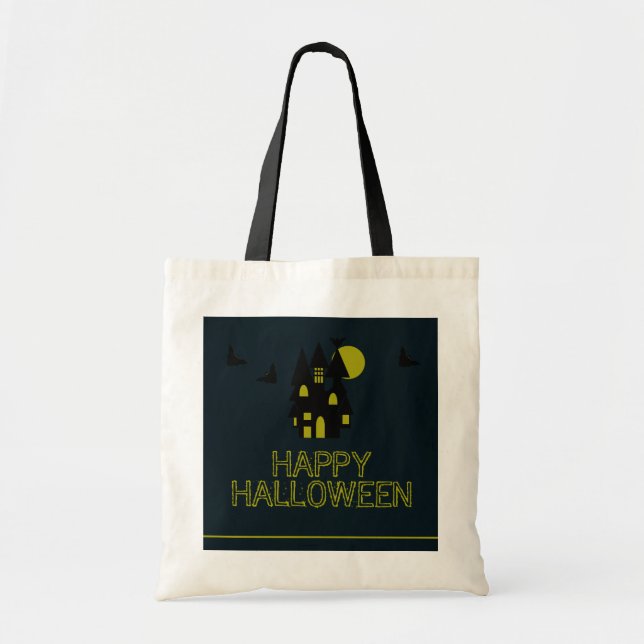 Haunted House, Happy Halloween Tote Bag (Front)