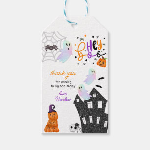 Haunted House Hey Boo Purple Halloween Birthday Gift Tags