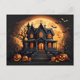Haunted house holiday postcard