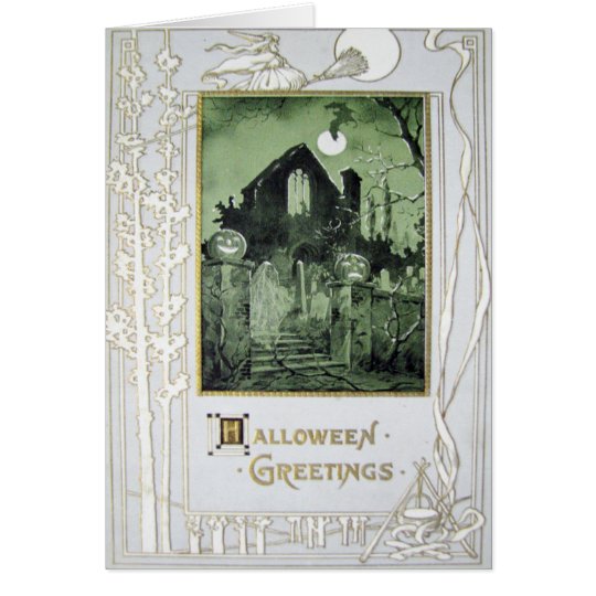 Haunted House Jack O' Lantern Ghost Bat Card