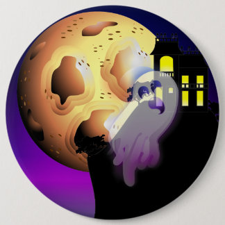 Haunted House, Moon and Ghost 6 Cm Round Badge