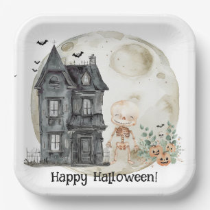 Haunted House Mummy And Friends Halloween Party Paper Plate
