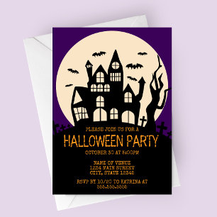 Haunted House on a Hill Halloween Party Invitation