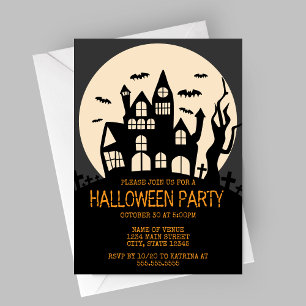 Haunted House on a Hill Halloween Party Invitation