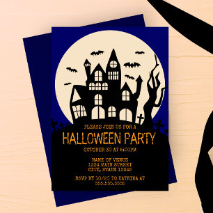 Haunted House on a Hill Halloween Party Invitation