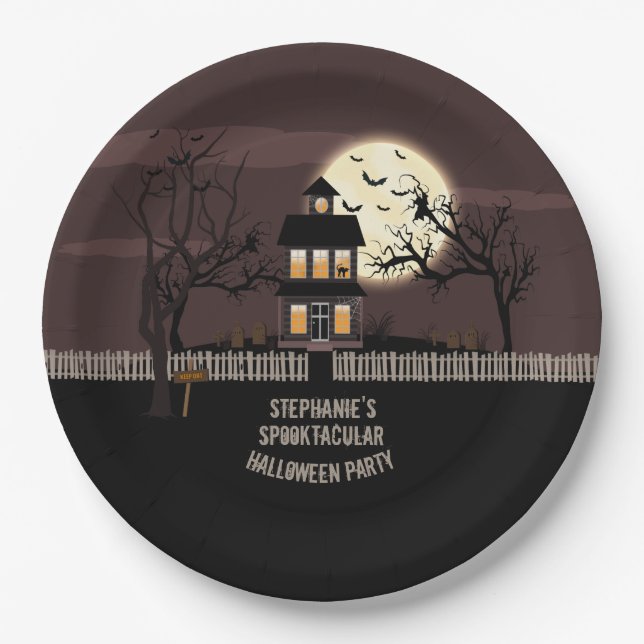 Haunted House Paper Plate (Front)