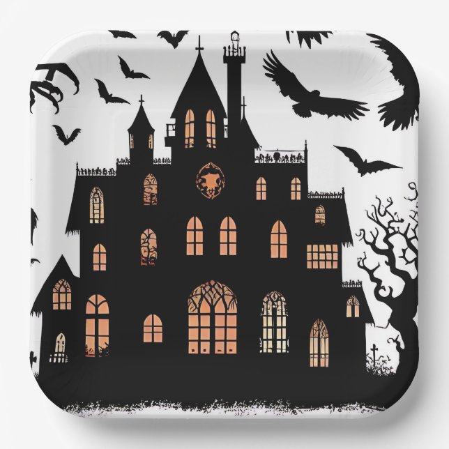 Haunted House Paper Plate (Front)