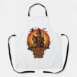 Haunted House Party Vintage Engraving Halloween De Apron