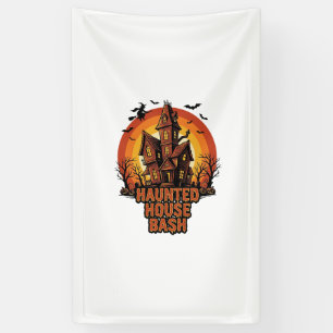 Haunted House Party Vintage Engraving Halloween De Banner