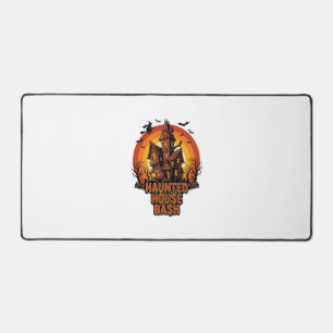 Haunted House Party Vintage Engraving Halloween De Desk Mat