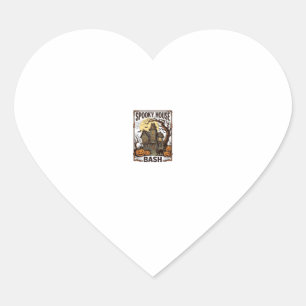 Haunted House Party Vintage Engraving Halloween De Heart Sticker