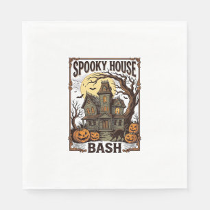 Haunted House Party Vintage Engraving Halloween De Napkin
