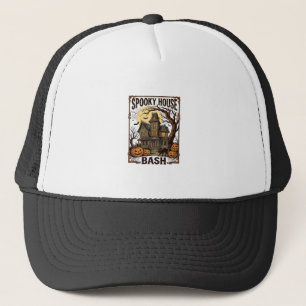 Haunted House Party Vintage Engraving Halloween De Trucker Hat