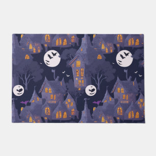 Haunted House Personalised Halloween Art  Doormat