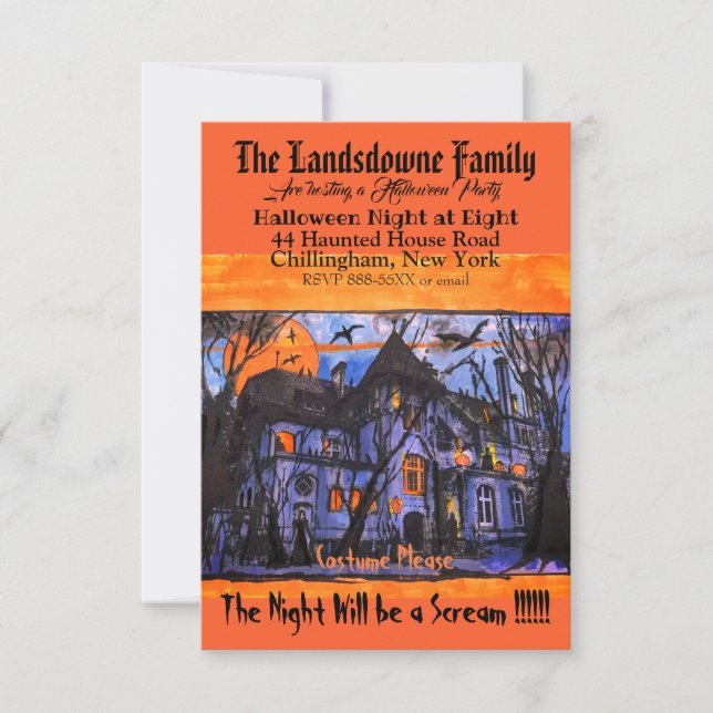 Haunted House Personalised Halloween Invitation (Front)