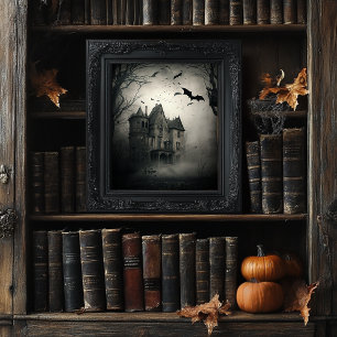 Haunted House Poster - Halloween Spooky Print
