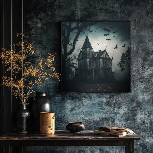 Haunted House Poster - Halloween Spooky Print