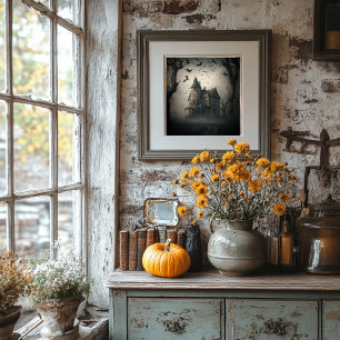 Haunted House Poster - Halloween Spooky Print